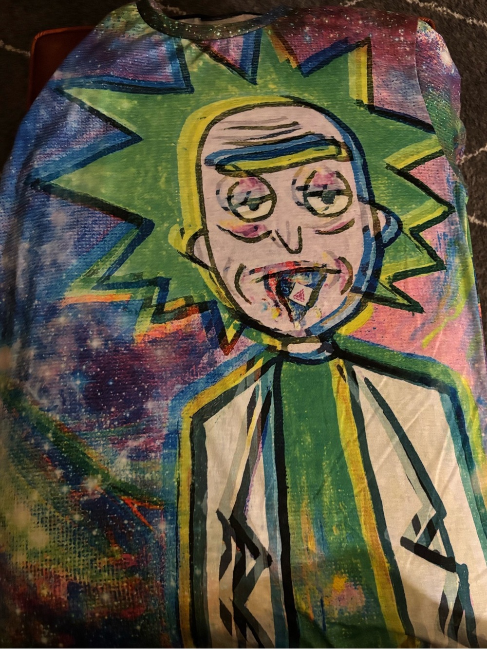 Colorful Rick Sanchez Graphic Tee - Multicolor XL - great for Raves!